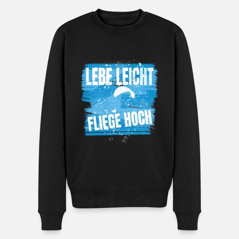 Lebe leicht, fliege hoch – Paragliding Design - Männer Premium Bio Pullover - Schwarz