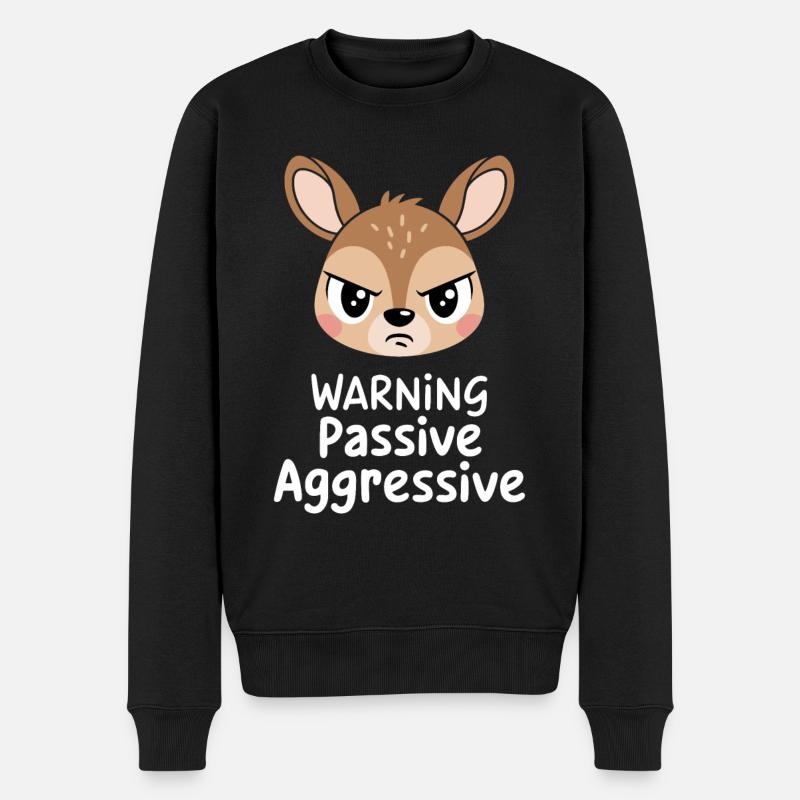 Avertissement Visage d’animal passif agressif - Pull Premium bio Homme - noir