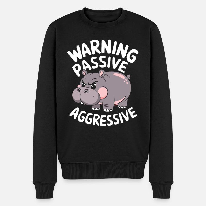 Attention Hippopotame passif agressif - Pull Premium bio Homme - noir