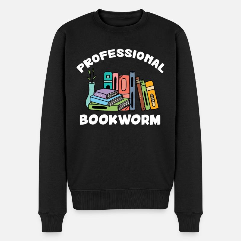 Professioneller Bücherwurm - Bücherliebhaber - Männer Premium Bio Pullover - Schwarz