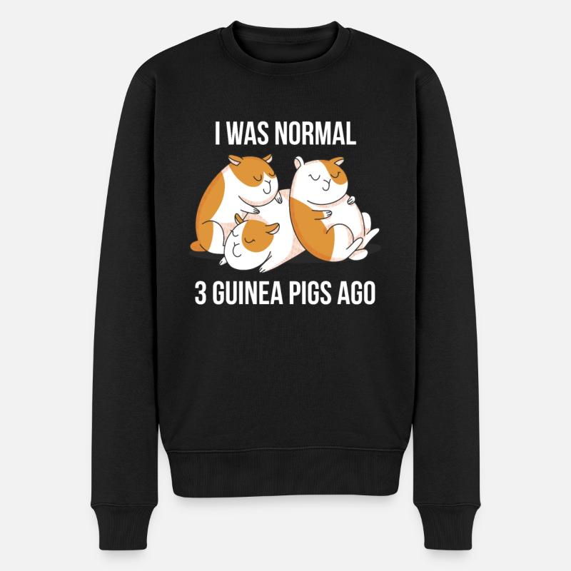 J’étais normal devant 3 cochons d’Inde - Pull Premium bio Homme - noir