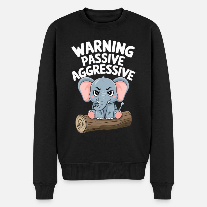 Attention Passif-Agressif Drôle d’éléphant - Pull Premium bio Homme - noir