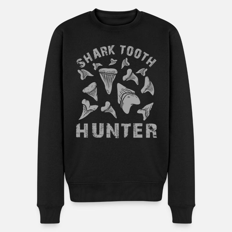 Shark Tooth Hunter Haifischzahn Jäger - Männer Premium Bio Pullover - Schwarz