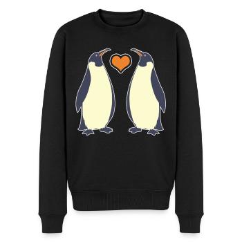 Emperor Penguin With Heart - Men's Premium Organic Jumper - black - Front - Nico (187cm)