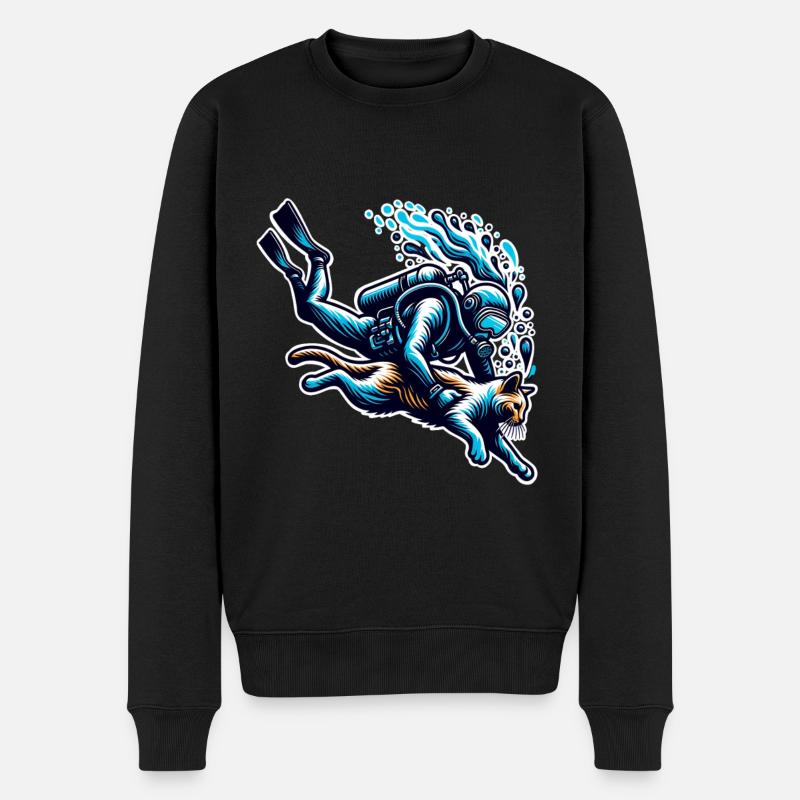Plongée Plongeur Chat - Pull Premium bio Homme - noir