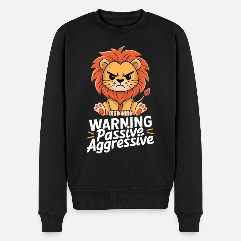 Attention au lion passif-agressif - Pull Premium bio Homme - noir
