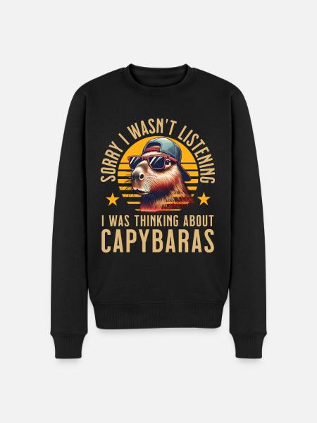 Capybara - Männer Premium Bio Pullover - Schwarz