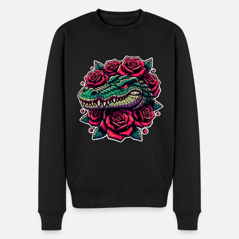 Krokodil - Männer Premium Bio Pullover - Schwarz