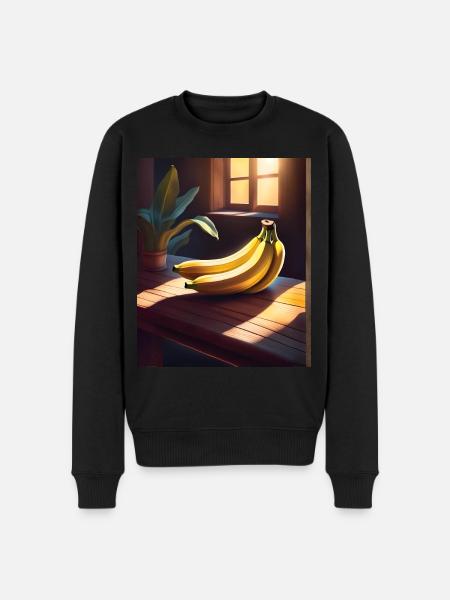 Tasty bananas on a table - Men's Premium Organic Jumper - black