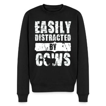 Easily distracted by cows funny cow motif - Men's Premium Organic Jumper - black - Front - Nico (187cm)