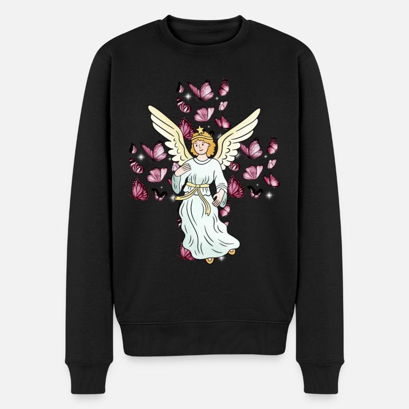 Ange Céleste Papillons Croix Croix - Pull Premium bio Homme - noir
