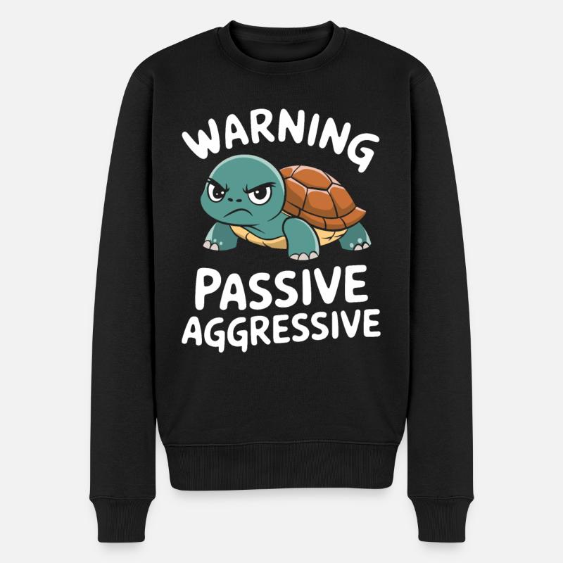 Warning: Passive, Aggressive, Turtle - Men's Premium Organic Jumper - black