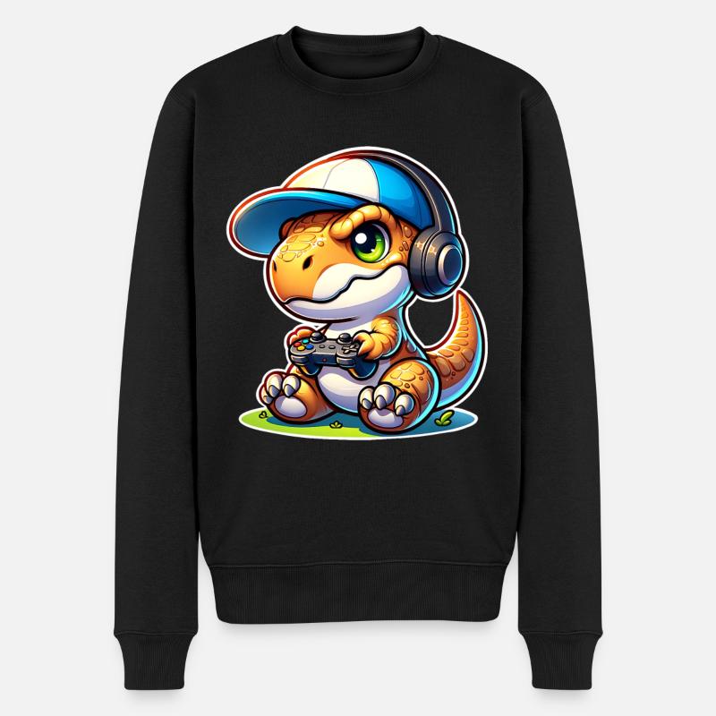 Gaming Dinosaurier T Rex - Männer Premium Bio Pullover - Schwarz