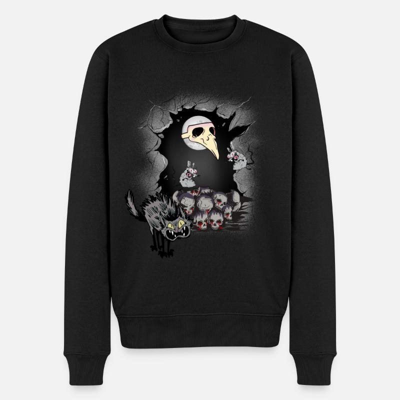 Gruselig Halloween Katze Mittelalter Pest Katzen - Männer Premium Bio Pullover - Schwarz