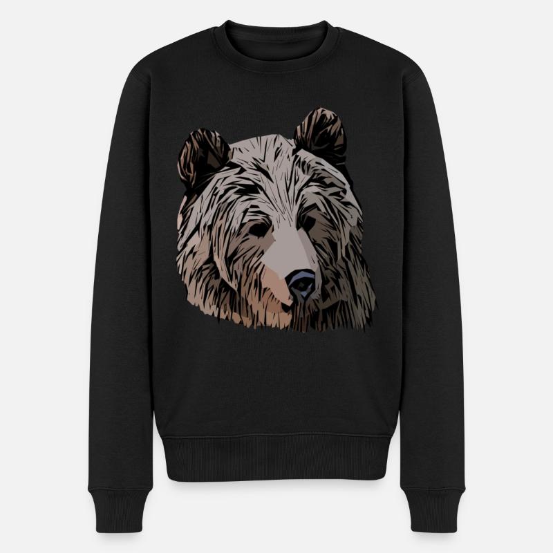 Ours Animal Design Tête Graphique - Pull Premium bio Homme - noir