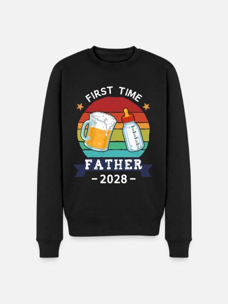 First Time Father 2028 - Men's Premium Organic Jumper - black
