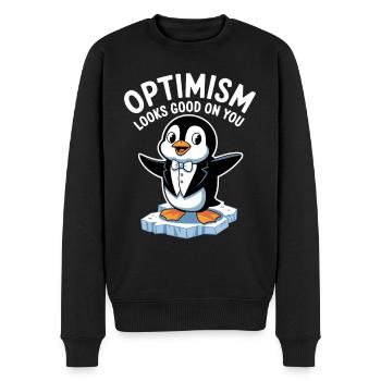 Optimismus Steht Dir Gut Pinguin - Männer Premium Bio Pullover - Schwarz - Vorne - Nico (187cm)