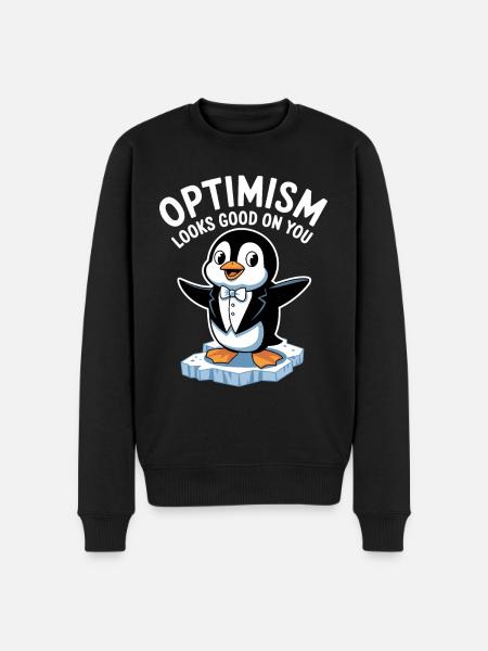 Optimism suits you well Penguin - Men's Premium Organic Jumper - black