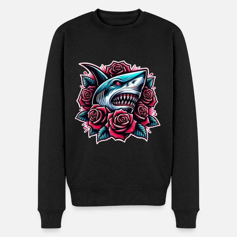 Hai - Männer Premium Bio Pullover - Schwarz