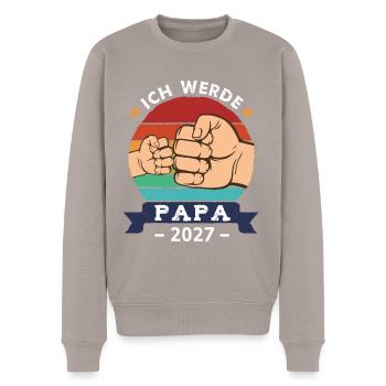 Ich werde Papa 2027 Schwangerschaft Werdender Papa - Männer Premium Bio Pullover - Taupe - Vorne - Nico (187cm)