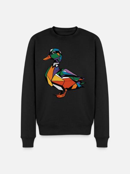 Colorful Geometric Farm Animal Graphic Duck - Men's Premium Organic Jumper - black