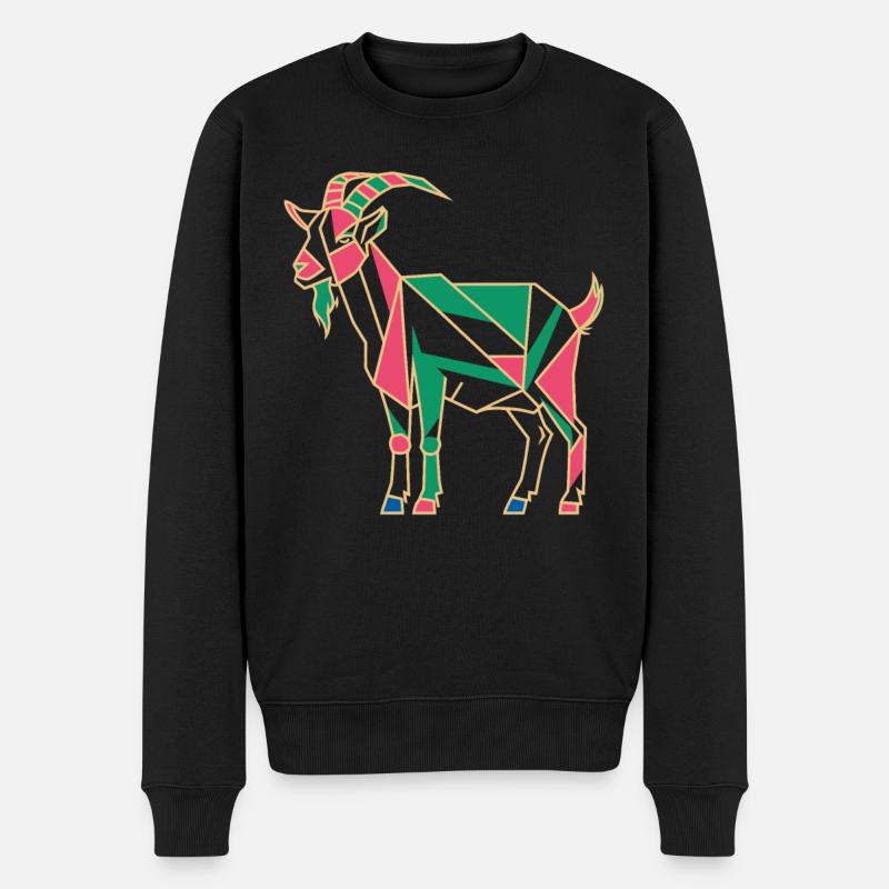 geomGeometrische Bauernhoftier Grafik Ziege Bunt - Männer Premium Bio Pullover - Schwarz