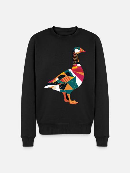 Geometric Farm Animal Graphic Goose - Men's Premium Organic Jumper - black