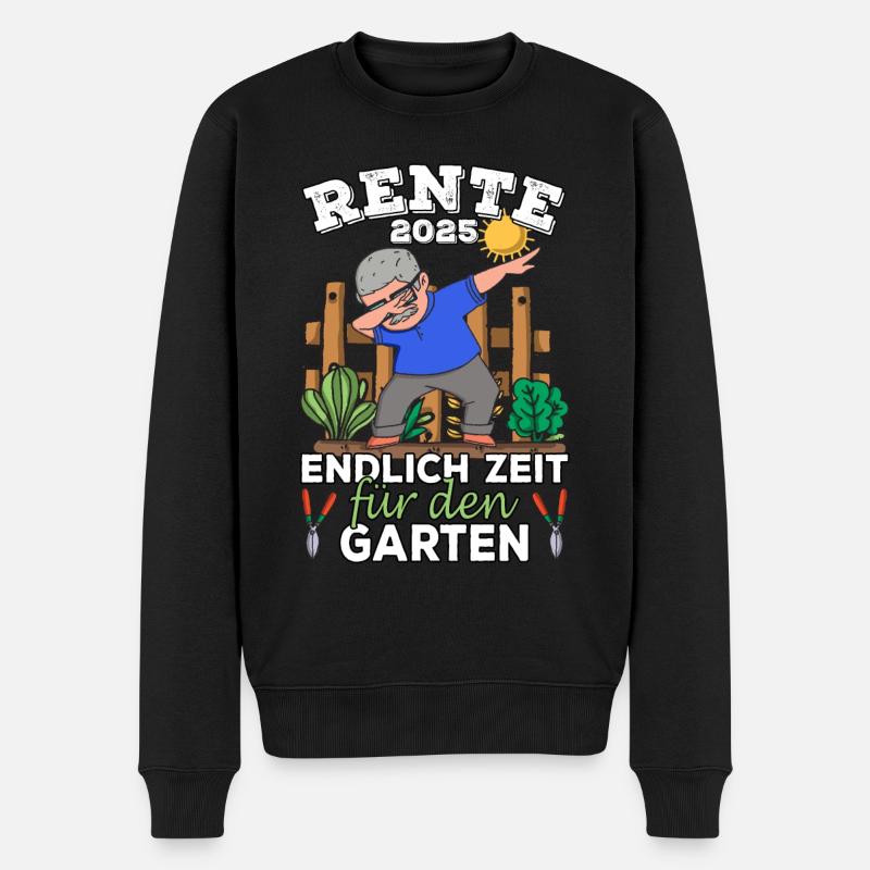 Rente 2025 Rentner Garten Gärtner Ruhestand Opa - Männer Premium Bio Pullover - Schwarz