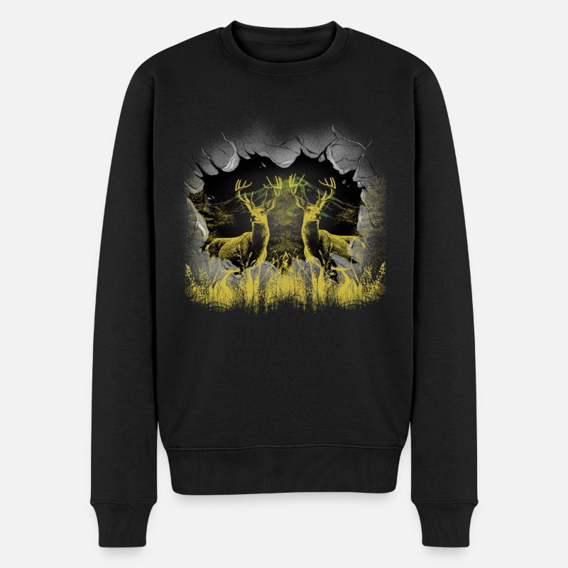 Hirsch Hirsche Rehbock Elch Finnland Schweden - Männer Premium Bio Pullover - Schwarz