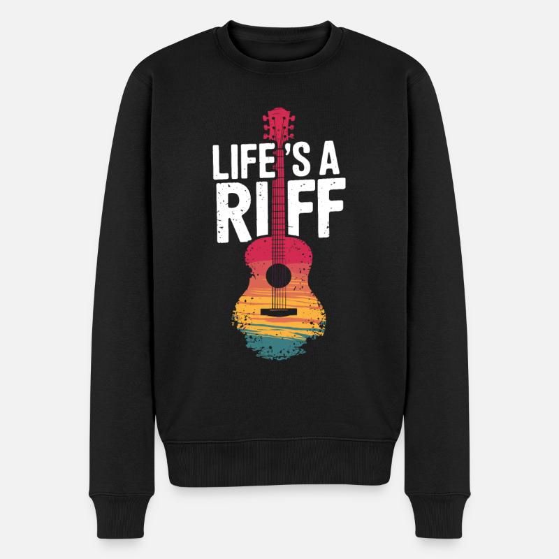 Gitarrespieler Lebensgefühl: Life's A Riff - Männer Premium Bio Pullover - Schwarz