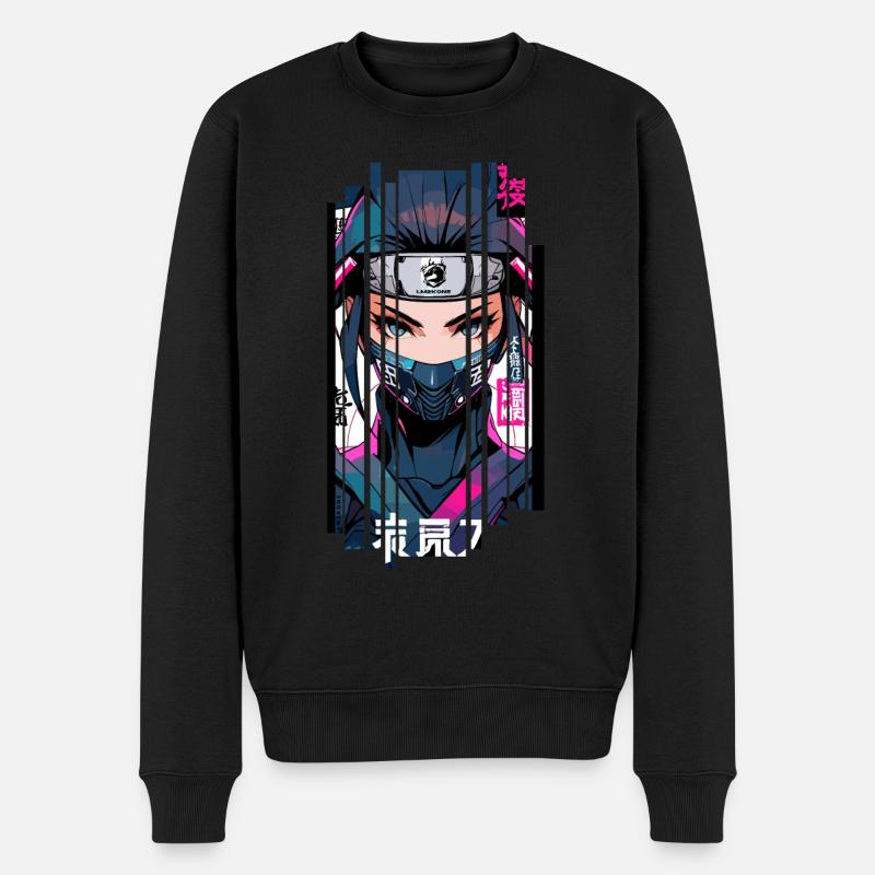 Cyborg Ninja Kanji - Männer Premium Bio Pullover - Schwarz