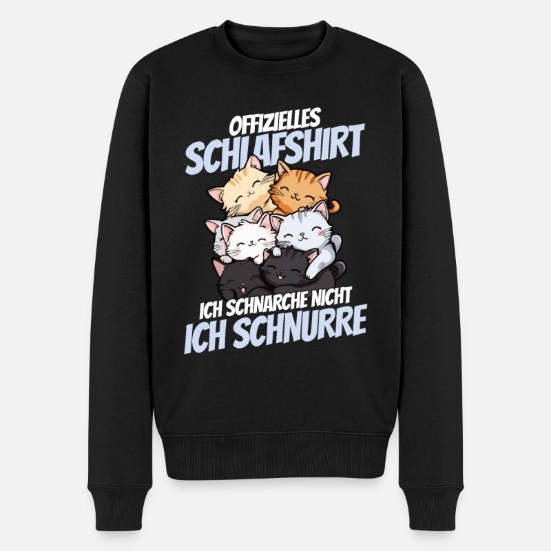 lustOffizielles Schlafshirt - Niedliche Katzenfami - Männer Premium Bio Pullover - Schwarz