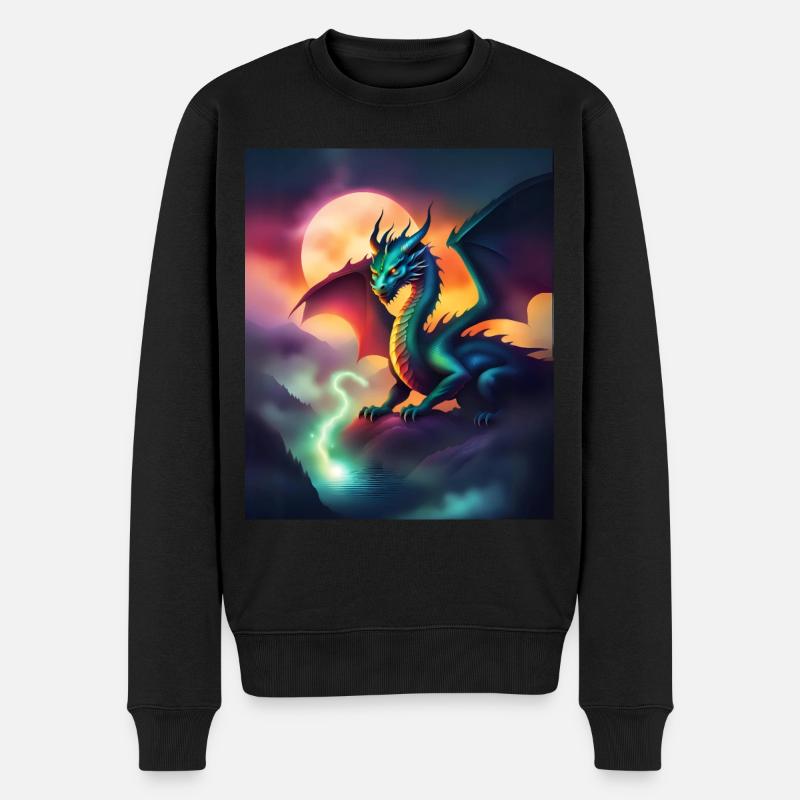 Magischer Drache - Männer Premium Bio Pullover - Schwarz