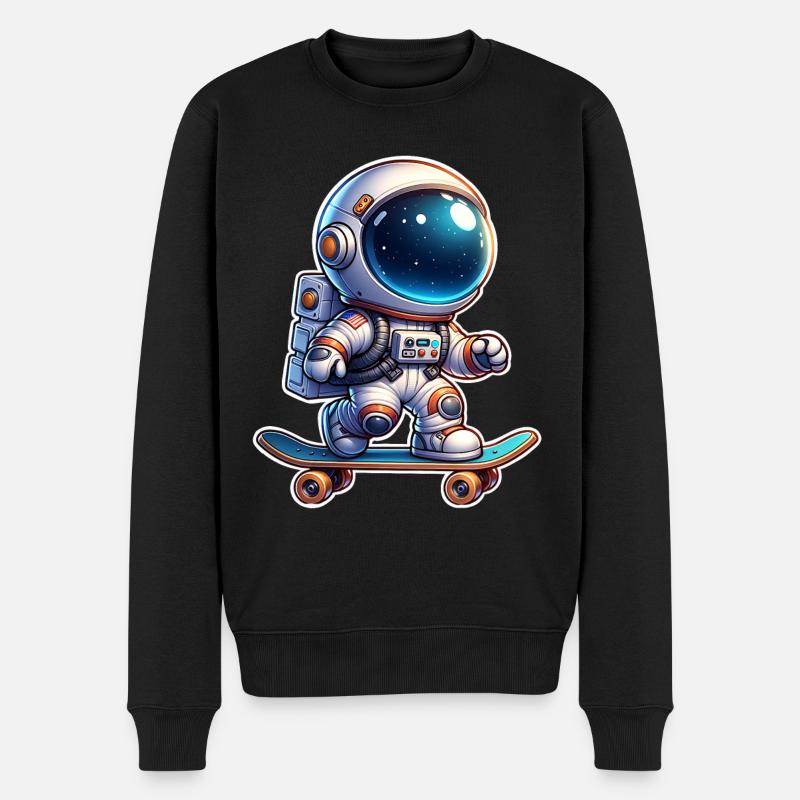 Astronaut Skateboard Skate - Männer Premium Bio Pullover - Schwarz