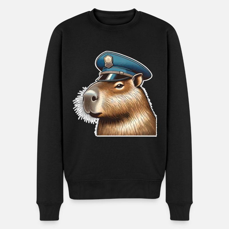 Capybara Polizei - Männer Premium Bio Pullover - Schwarz