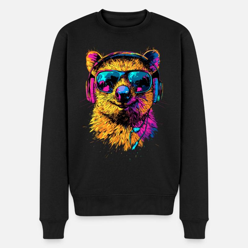 Quokka Sonnenbrille Regenbogen Australien Quokkas - Männer Premium Bio Pullover - Schwarz