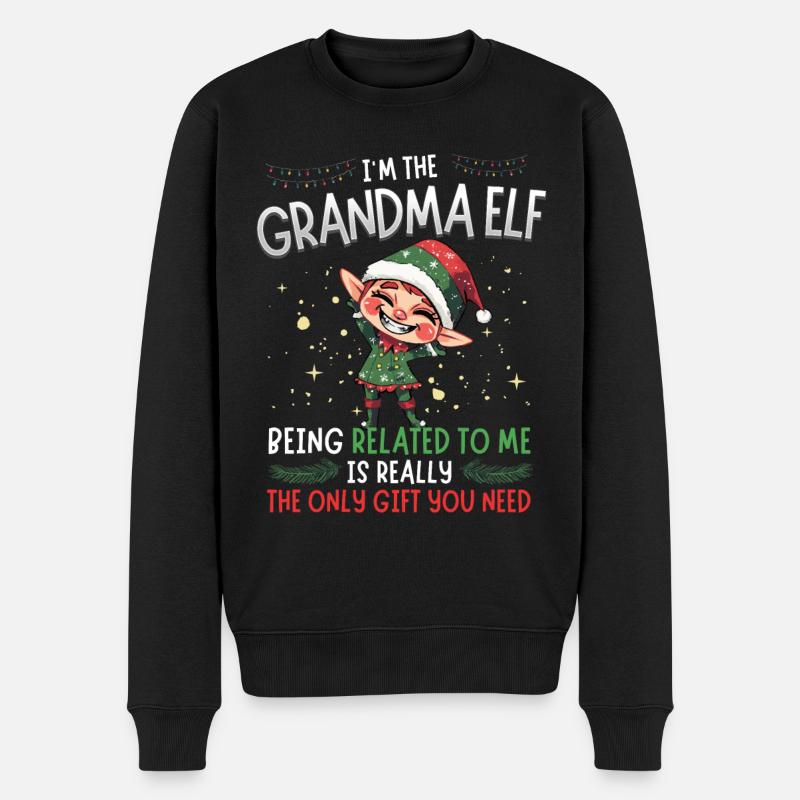 weihnachtI'm the Grandma Elf - Partnerlook Weihnac - Männer Premium Bio Pullover - Schwarz