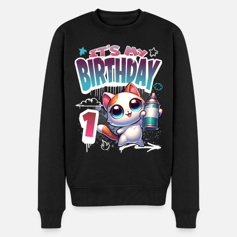 1er anniversaire chat graffiti - Pull Premium bio Homme - noir