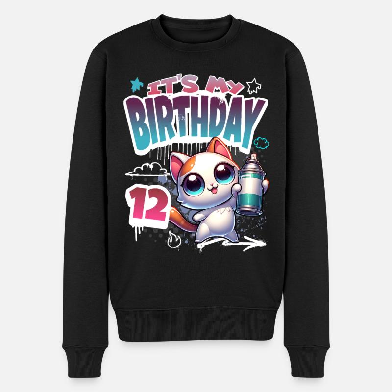12e anniversaire chat graffiti - Pull Premium bio Homme - noir