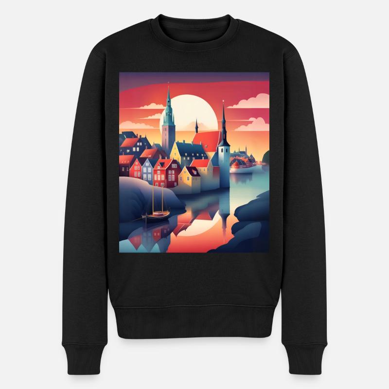 Die Stadt Dänemark - Männer Premium Bio Pullover - Schwarz