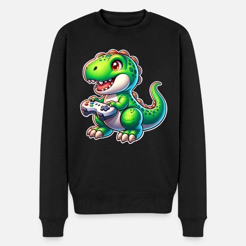 Gaming Dinosaurier T Rex - Männer Premium Bio Pullover - Schwarz