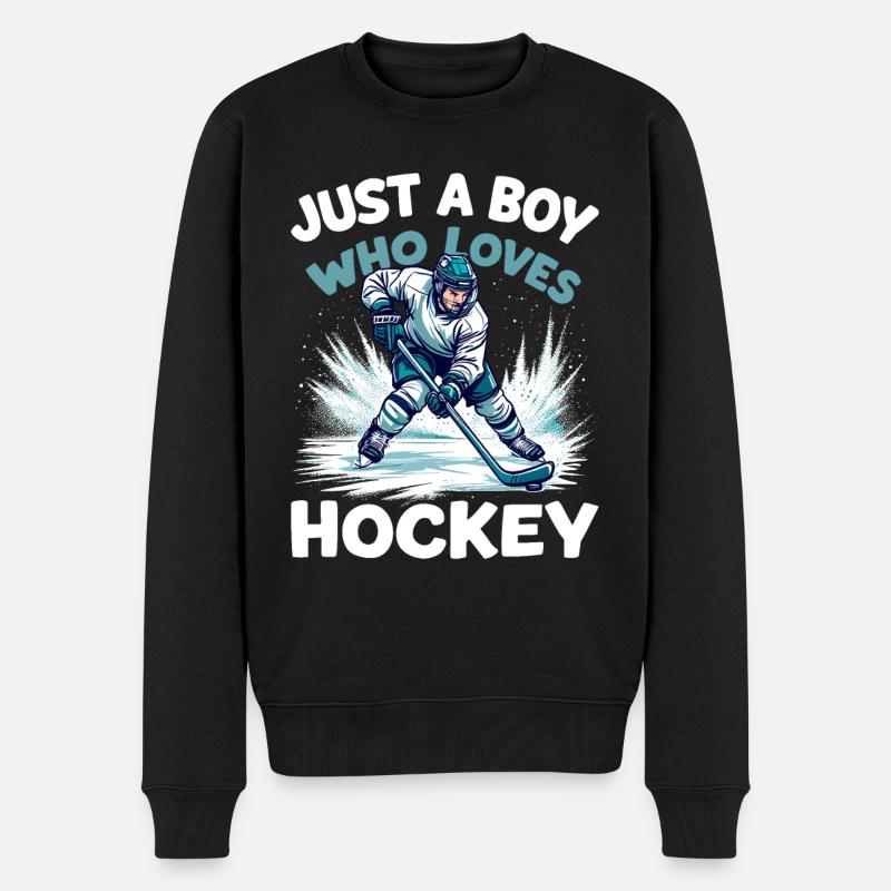 Eishockey, Eishockeyspieler, Junge - Männer Premium Bio Pullover - Schwarz