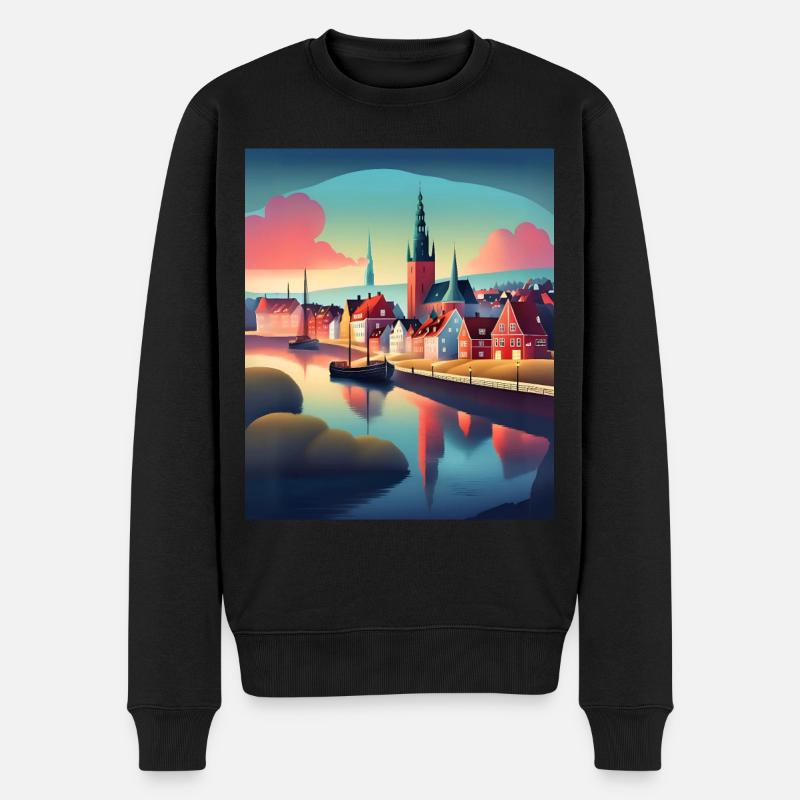 Eine Stadt in Dänemark - Männer Premium Bio Pullover - Schwarz
