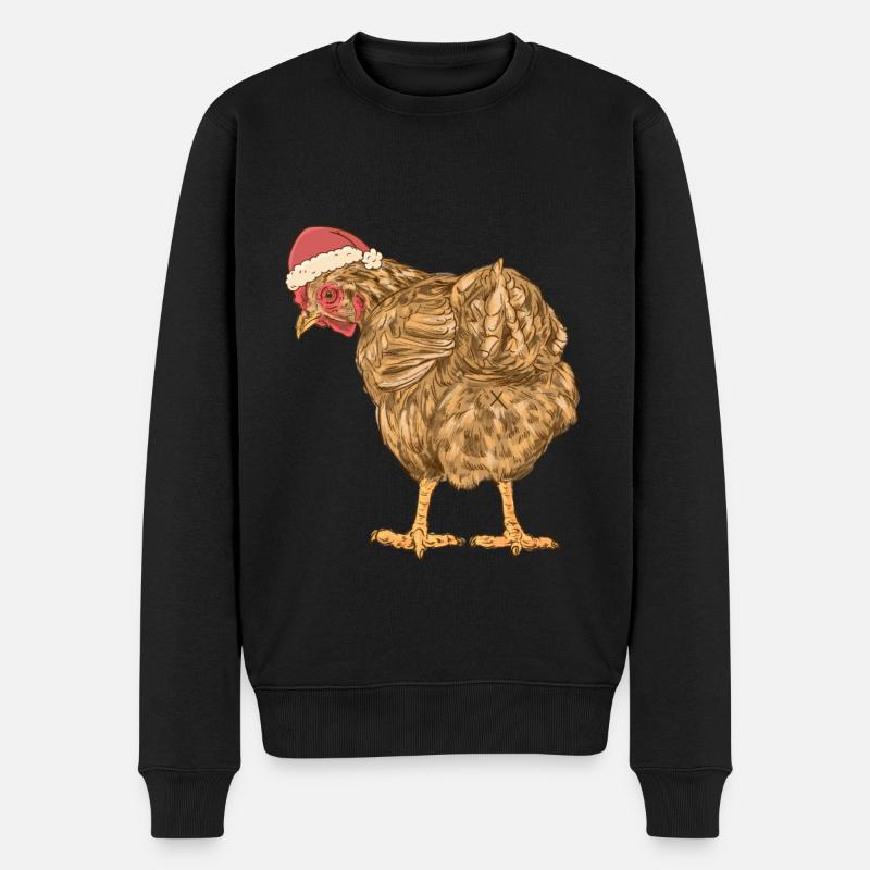 Huhn Nikolaus Henne Weihnachtsmann Federvieh Xmas - Männer Premium Bio Pullover - Schwarz