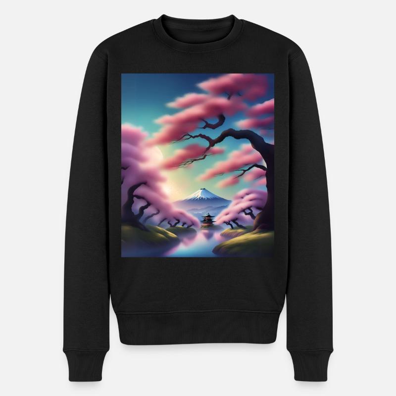 Fuji-Berg in Japan - Männer Premium Bio Pullover - Schwarz