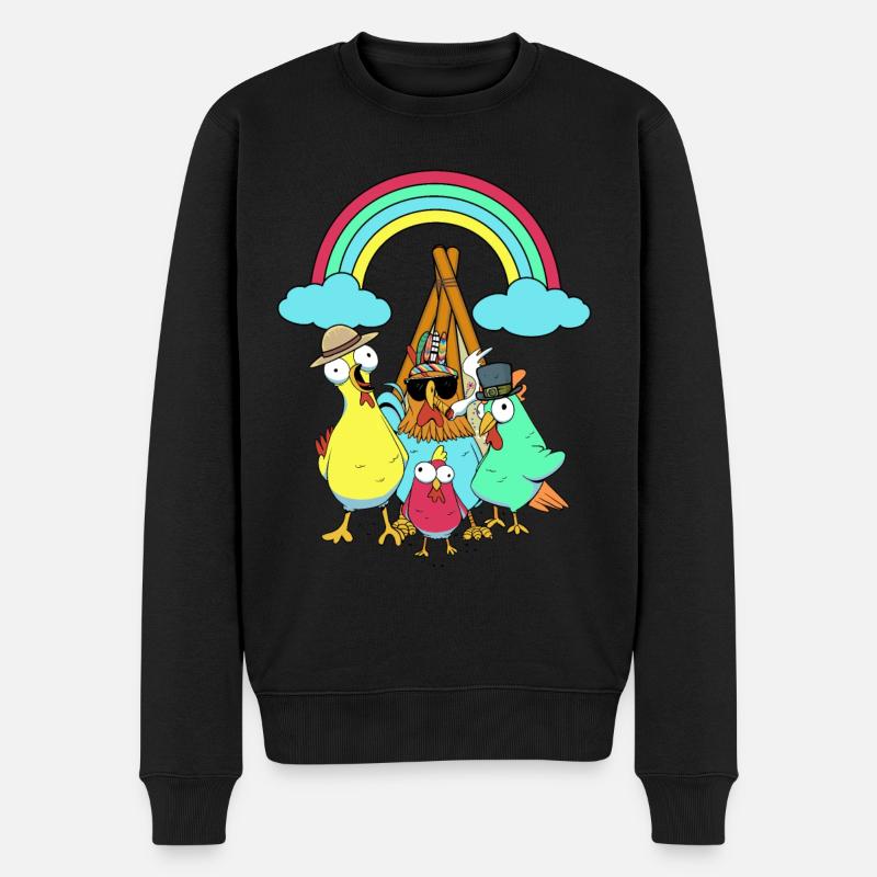 Hippie Tipi Kyllinger Hippies Kylling - Premium økologisk genser for menn - svart