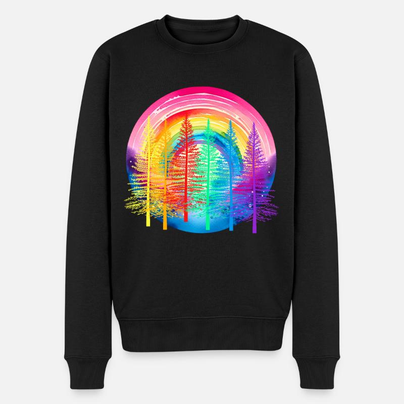 Regenbogen Wald LGBT Nadelwald Regenbogenfahne - Männer Premium Bio Pullover - Schwarz