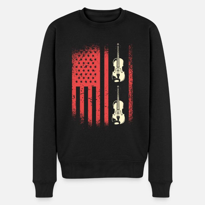 Drapeau américain avec violons - Pull Premium bio Homme - noir