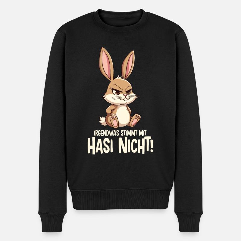 Irgendwas Stimmt Mit Hasi Nicht Böses Hasi - Männer Premium Bio Pullover - Schwarz