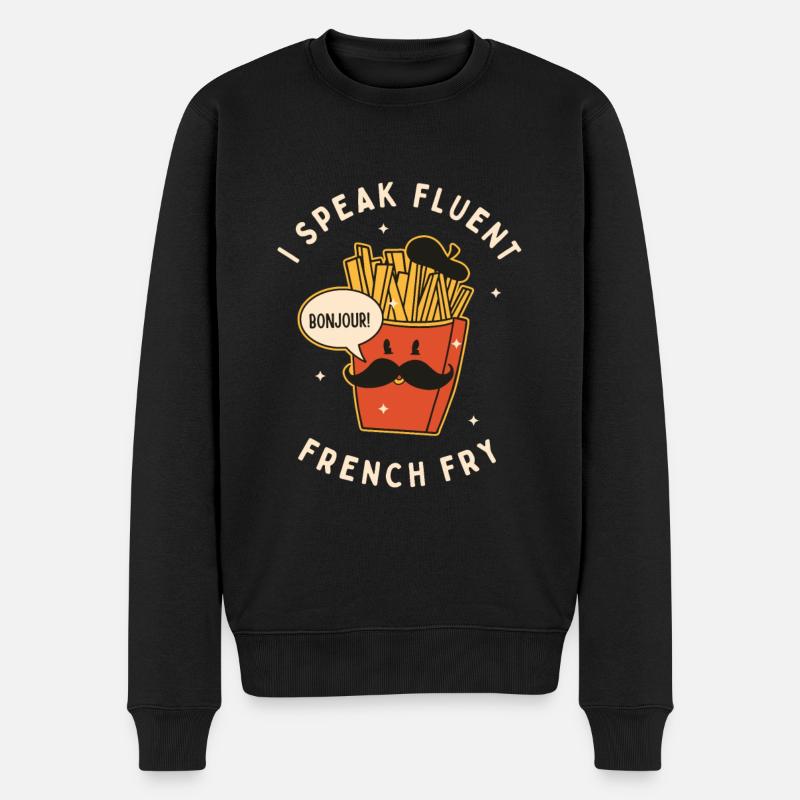 Ich spreche fließend Pommes frites - Männer Premium Bio Pullover - Schwarz
